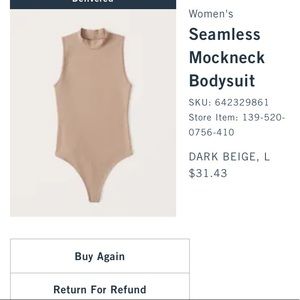 Abercrombie Nude Mockneck Bodysuit